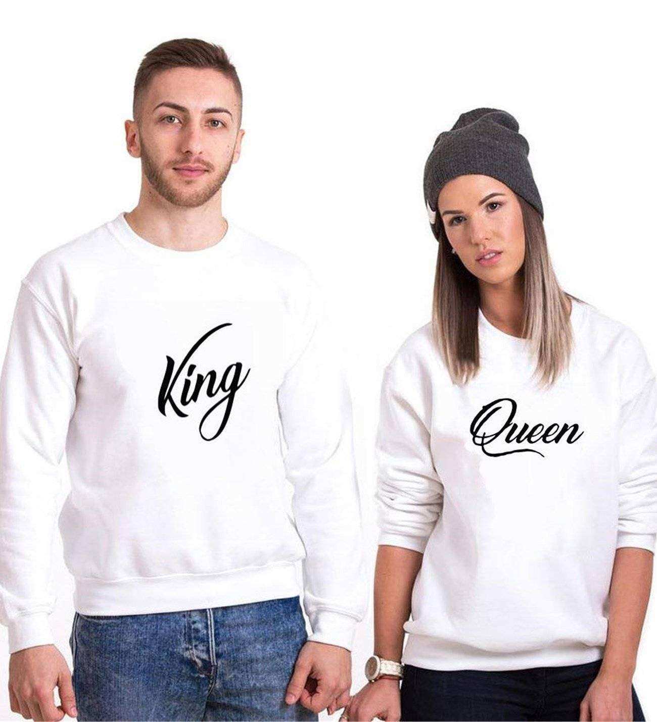 Tshirthane The King Queen Sevgili Kombinleri Sweatshirt Çift Kombini