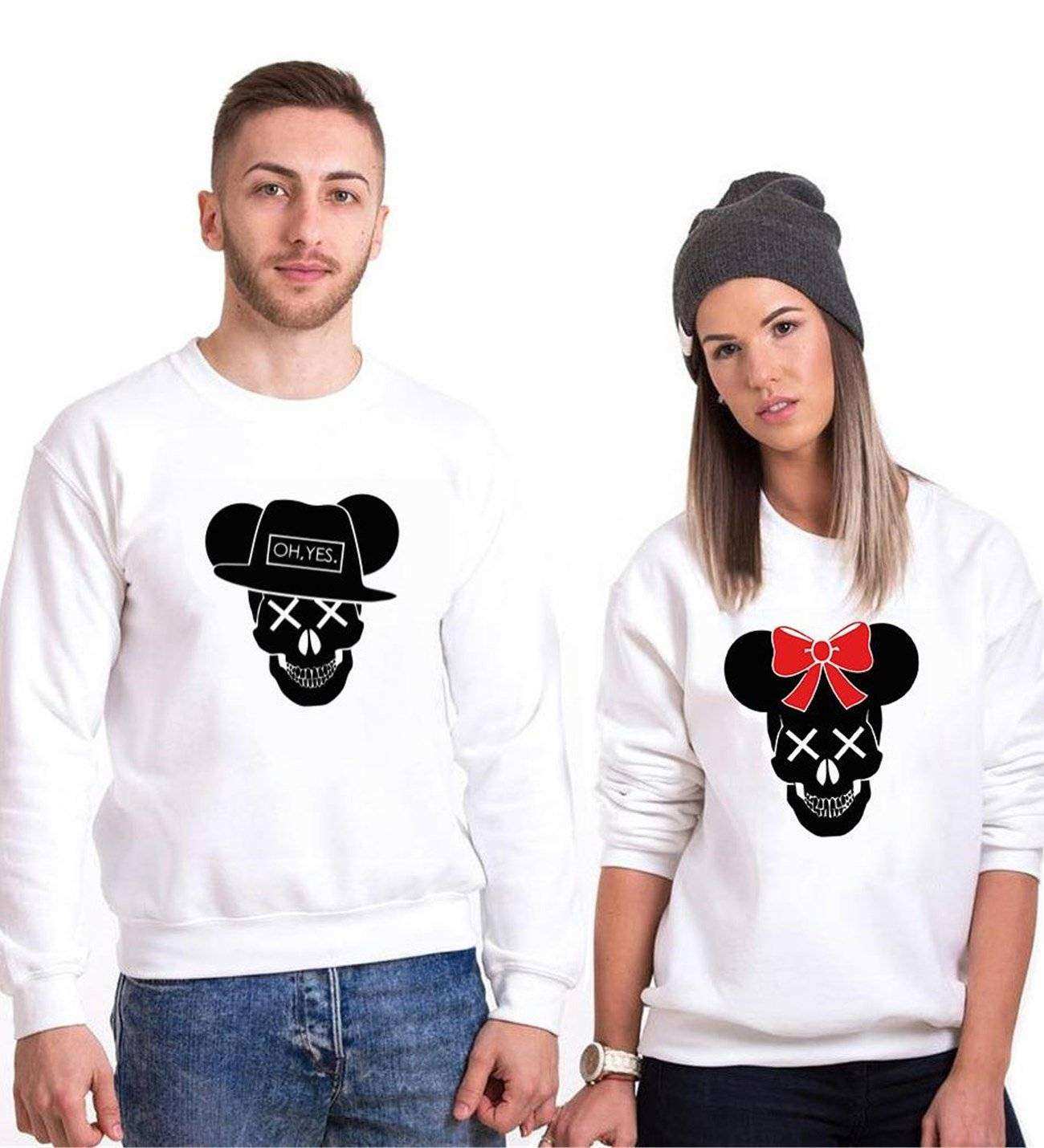 Tshirthane Skull Mause  Sevgili Kombinleri Sweatshirt Çift Kombini