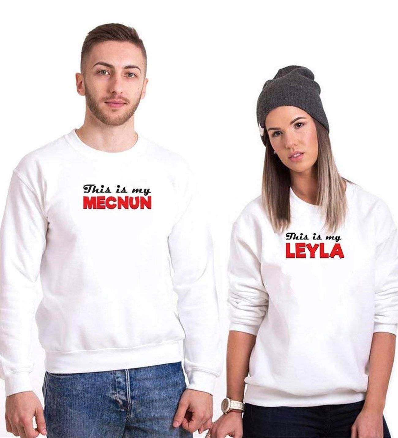 Tshirthane Leyla Mecnun Erkek Sevgili Kombinleri Sweatshirt Çift Kombini