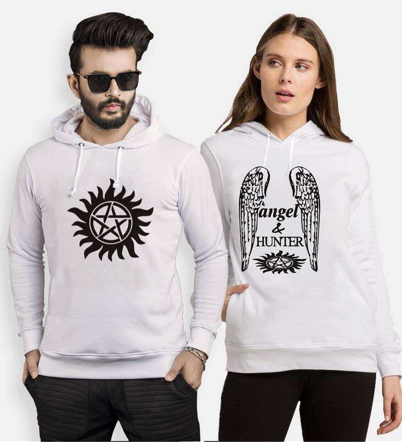 Tshirthane Angel Hunter Sevgili Kombinleri Kapüşonlu Kombini