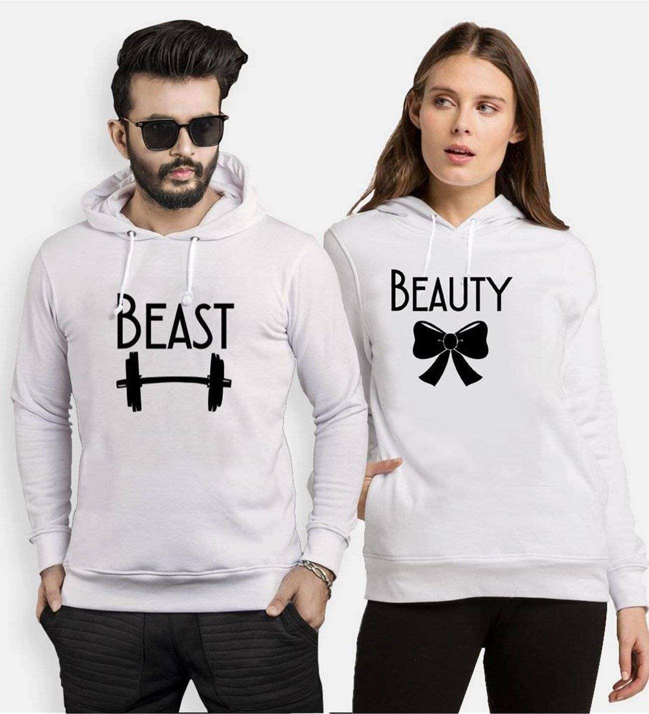 Tshirthane Beast Beauty2  Sevgili Kombinleri Kapüşonlu Kombini