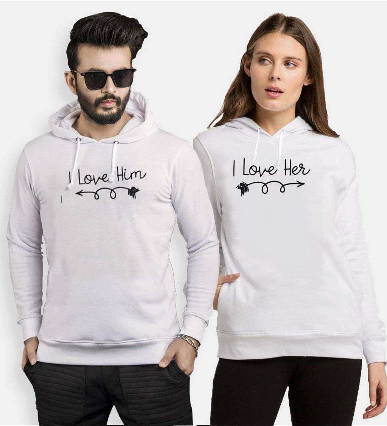 Tshirthane I Love Her I Love Him Sevgili Kombinleri Kapüşonlu Kombini