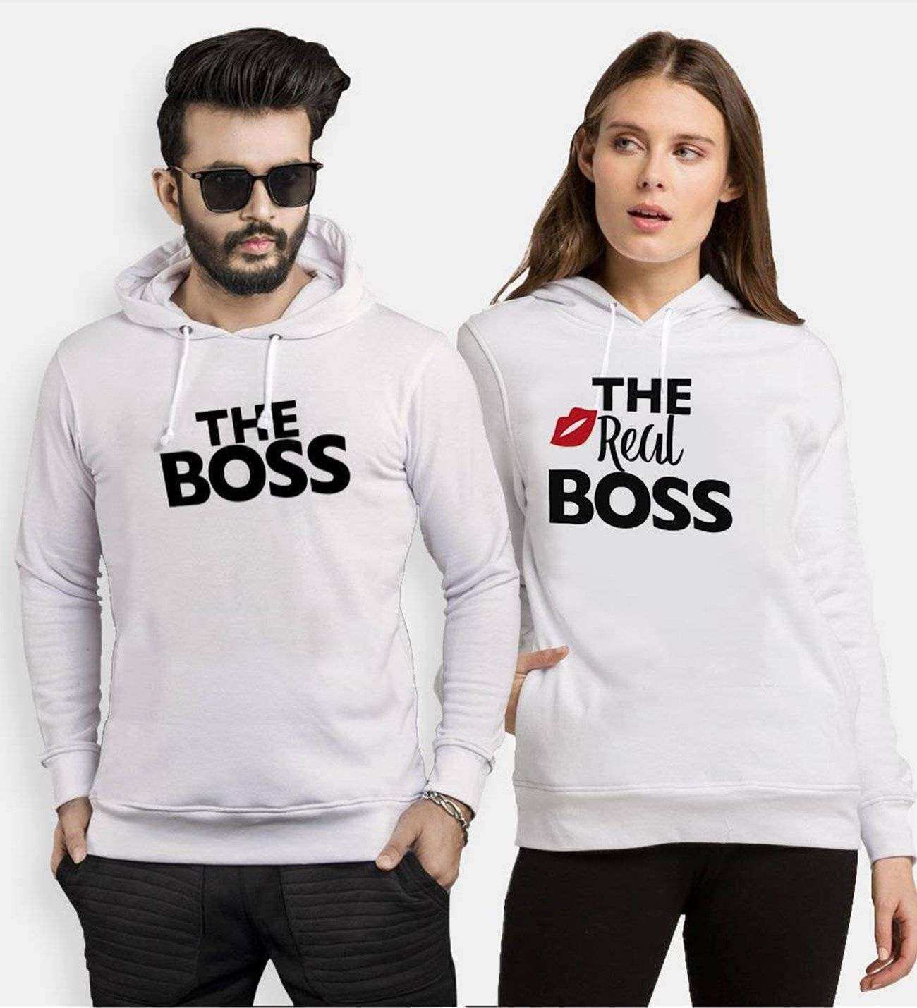 Tshirthane The Boss The Real Boss Sevgili Kombinleri Kapüşonlu Kombini