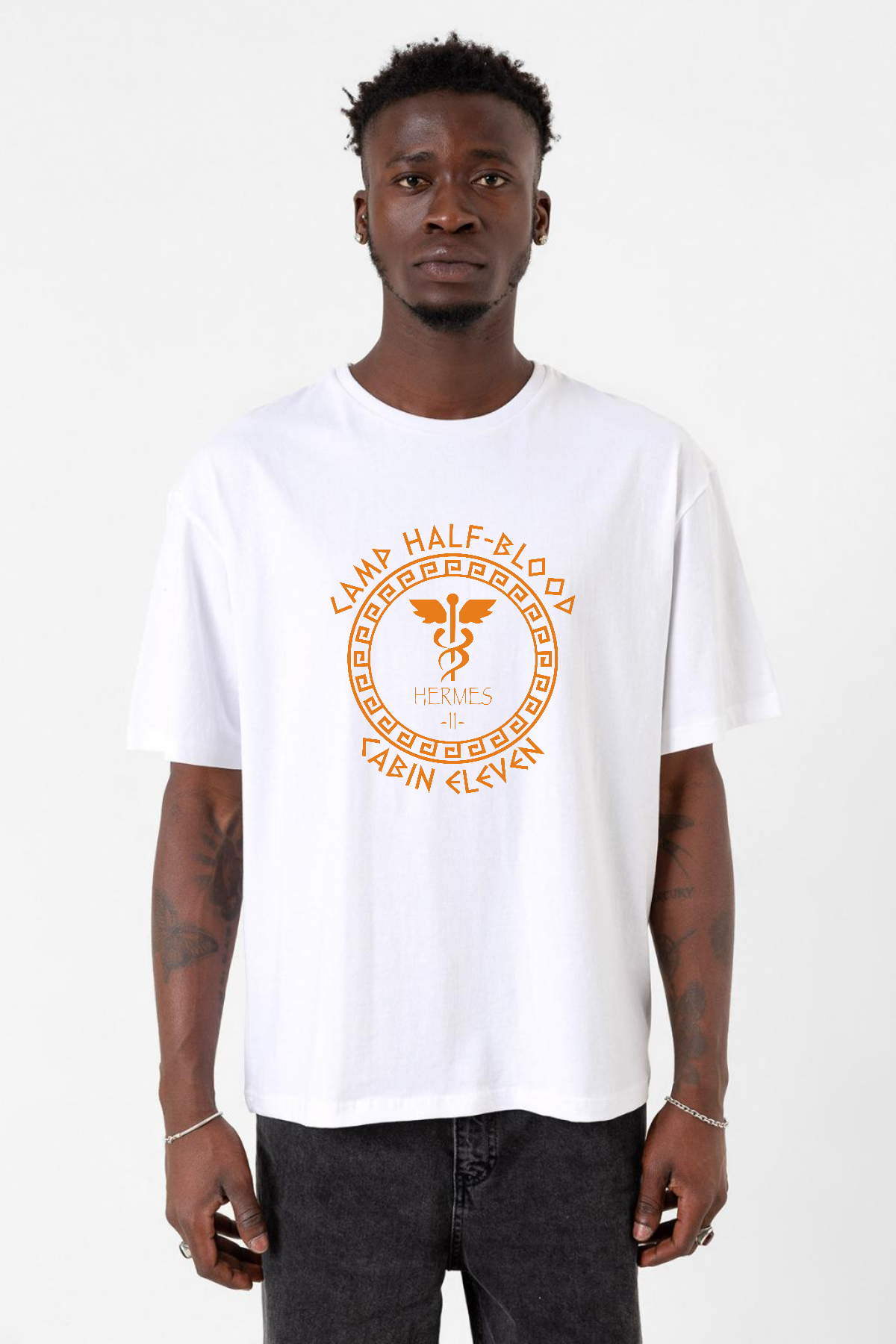 Camp Half Blood Hermes Beyaz Erkek Oversize Tshirt