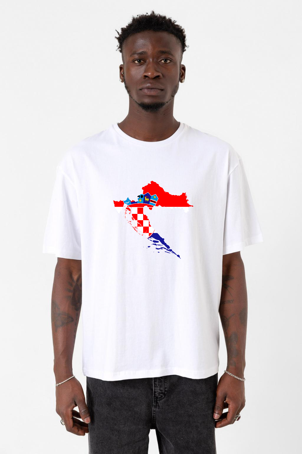 Euro 24 Croatia Beyaz Erkek Oversize Tshirt