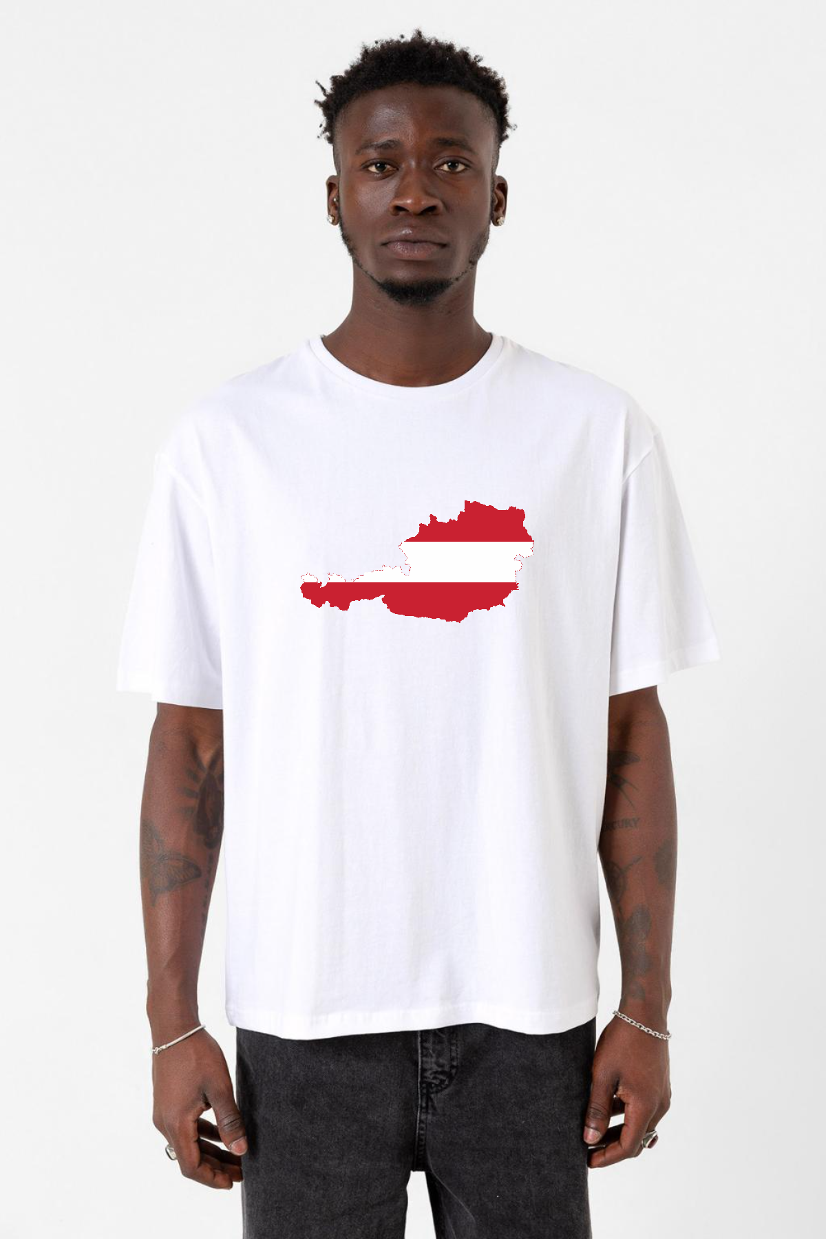 Euro 24 Austria Beyaz Erkek Oversize Tshirt