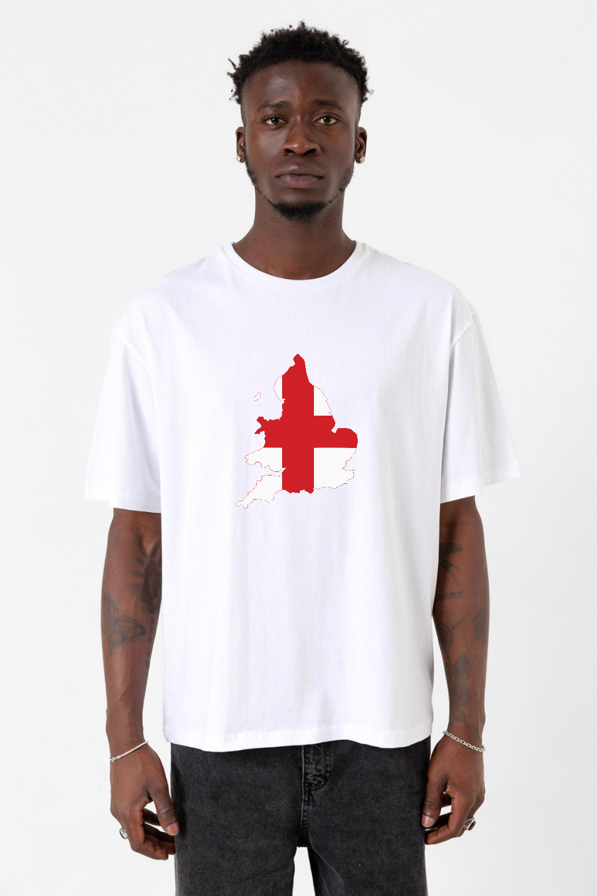 Euro 24 England Beyaz Erkek Oversize Tshirt