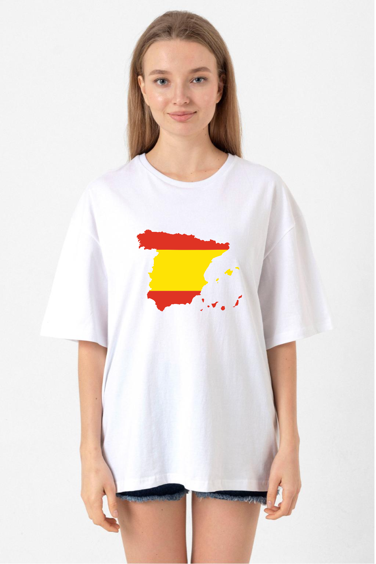 Euro 24 Spain Beyaz Kadın Oversize Tshirt