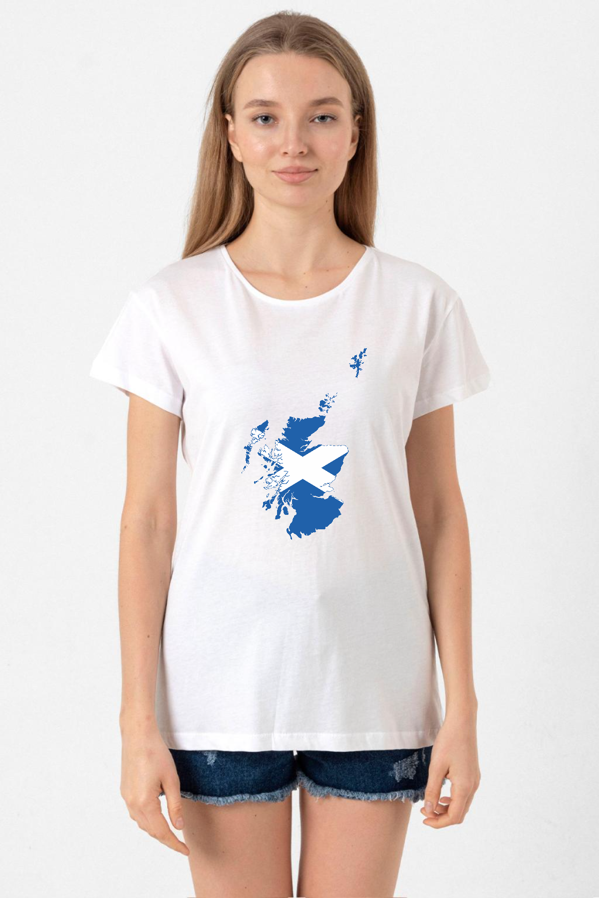 Euro 24 Scotland Beyaz Kadın Bisikletyaka Tshirt