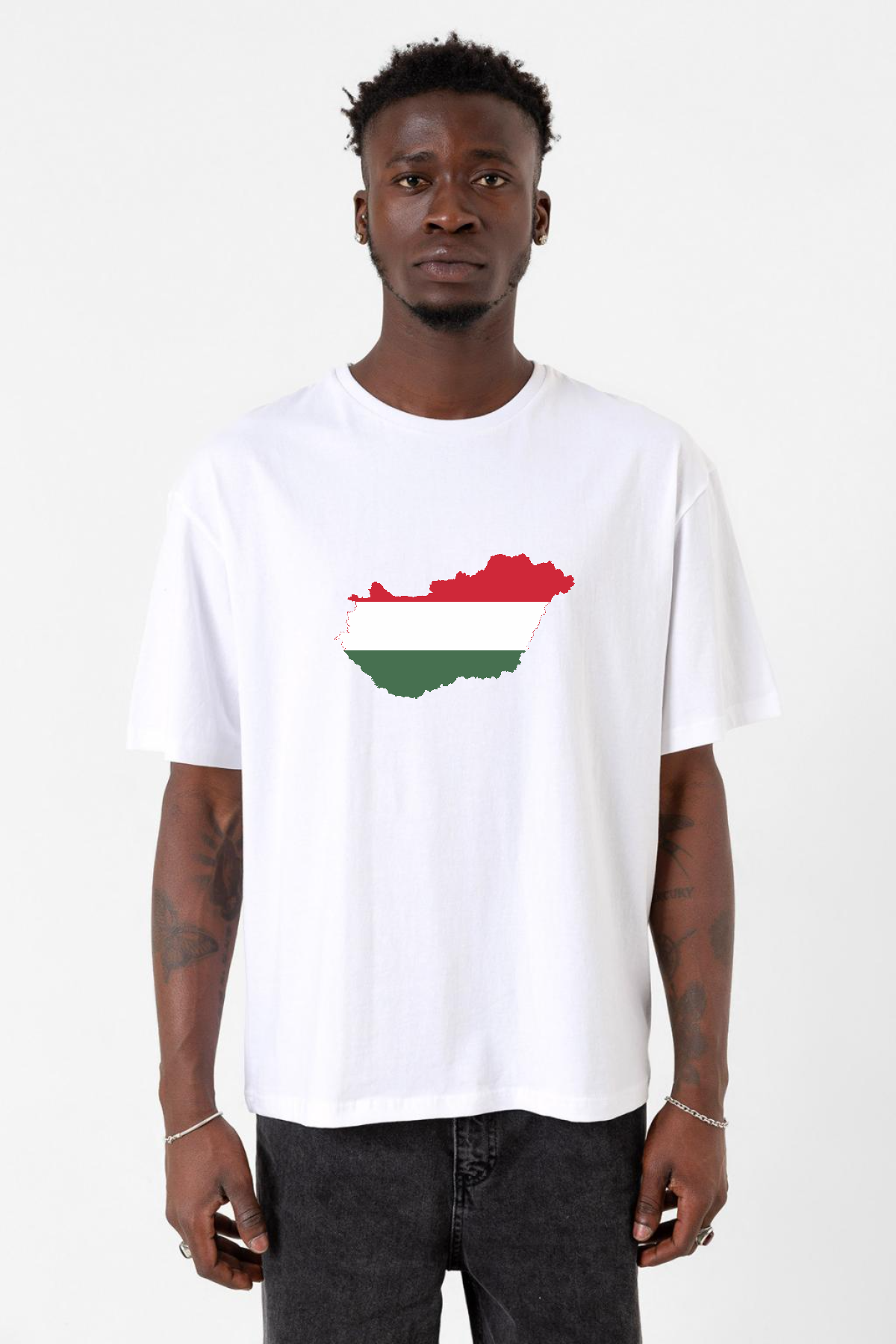 Euro 24 Hungary Beyaz Erkek Oversize Tshirt