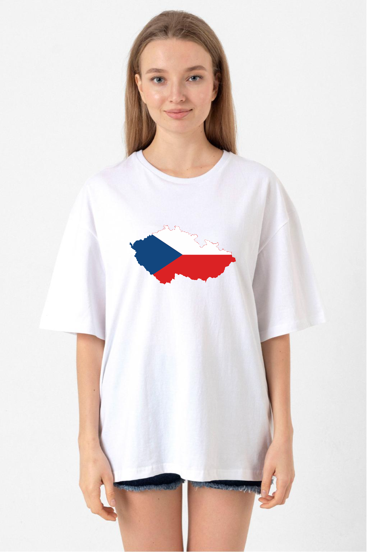 Euro 24 Czech Beyaz Kadın Oversize Tshirt