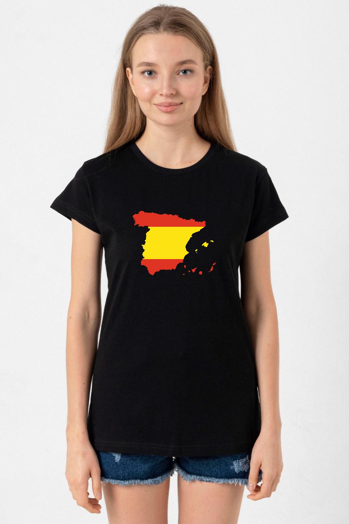 Euro 24 Spain Siyah Kadın Tshirt