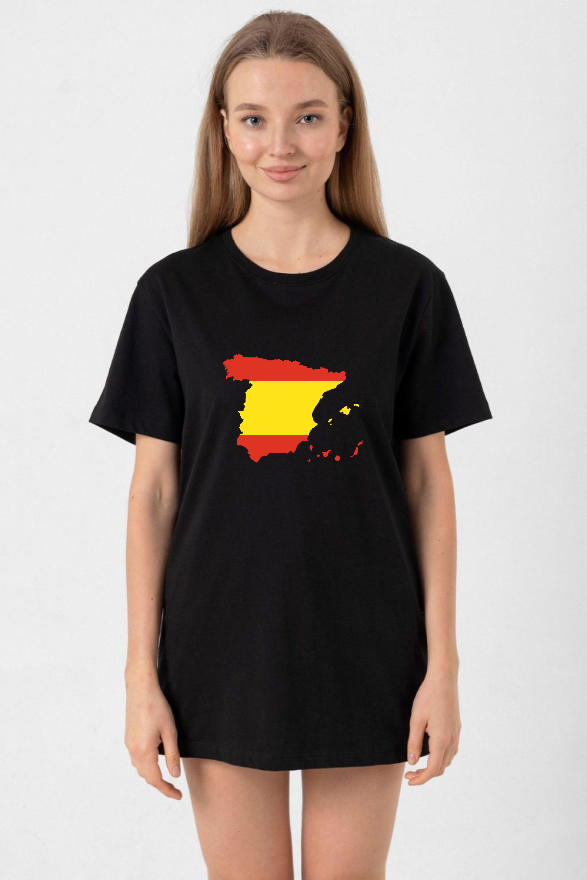 Euro 24 Spain Siyah Kadın Oversize Tshirt