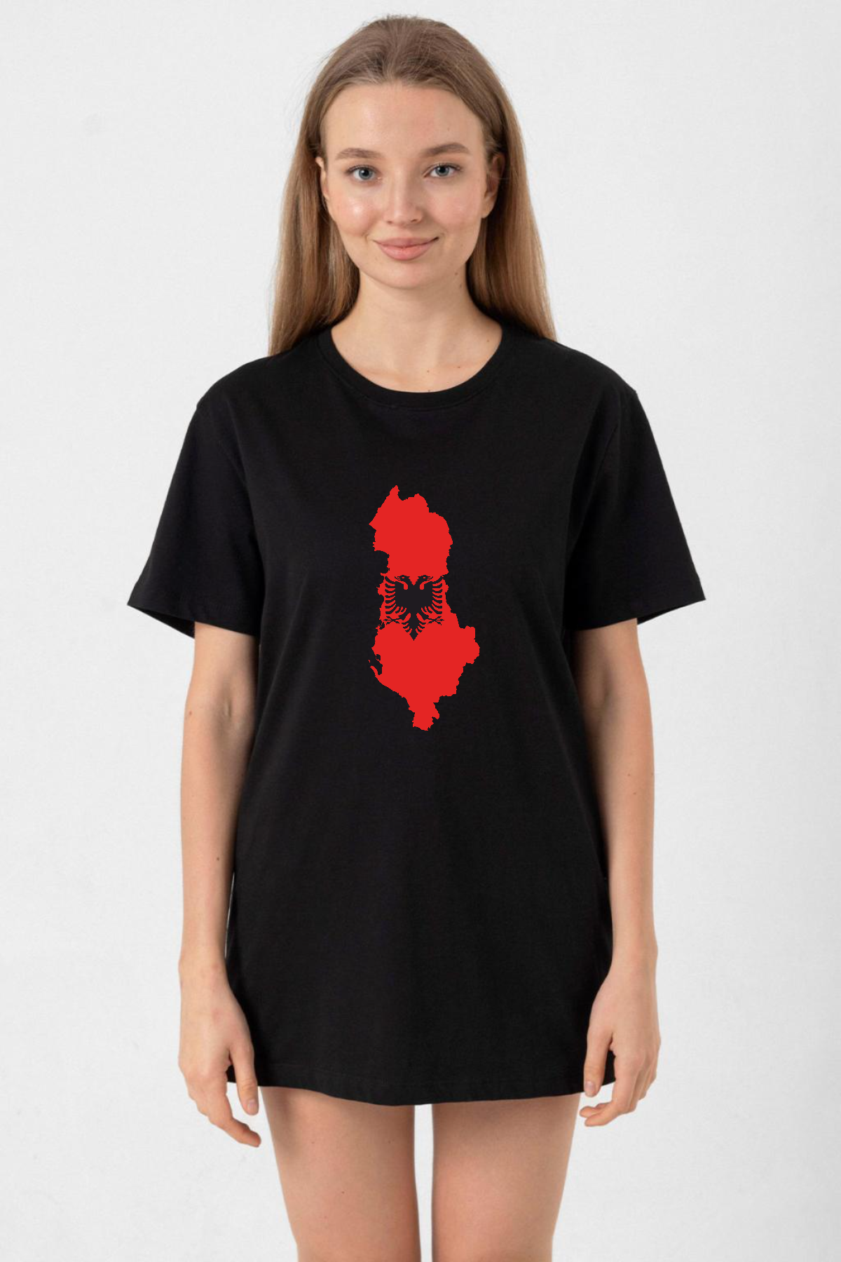 Euro 24 Albania Siyah Kadın Oversize Tshirt