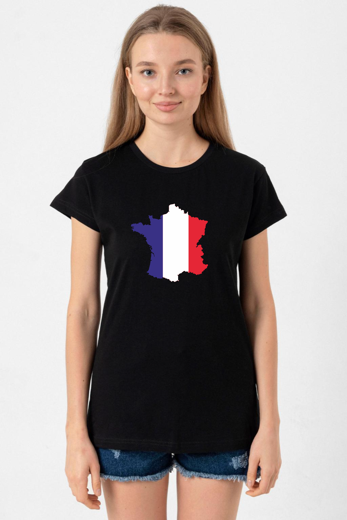 Euro 24 France Siyah Kadın Tshirt