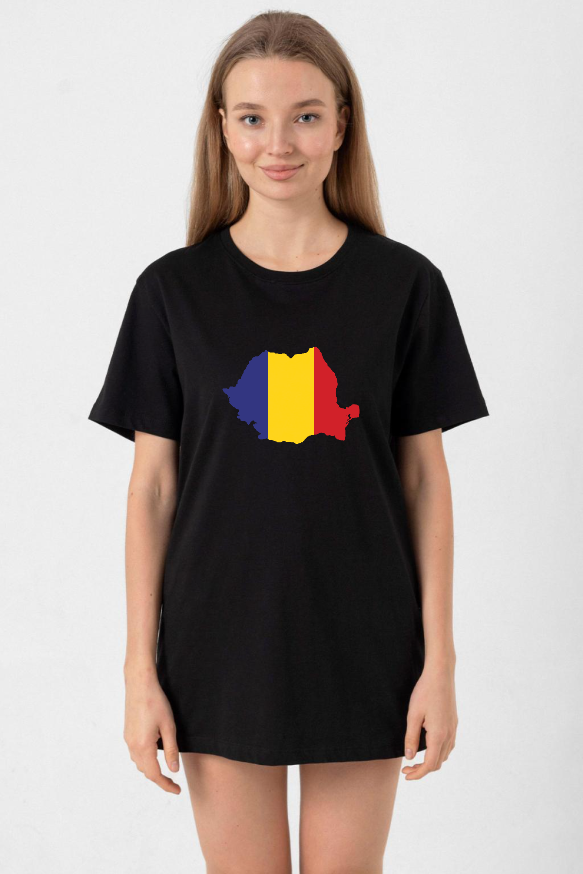 Euro 24 Romania Siyah Kadın Oversize Tshirt