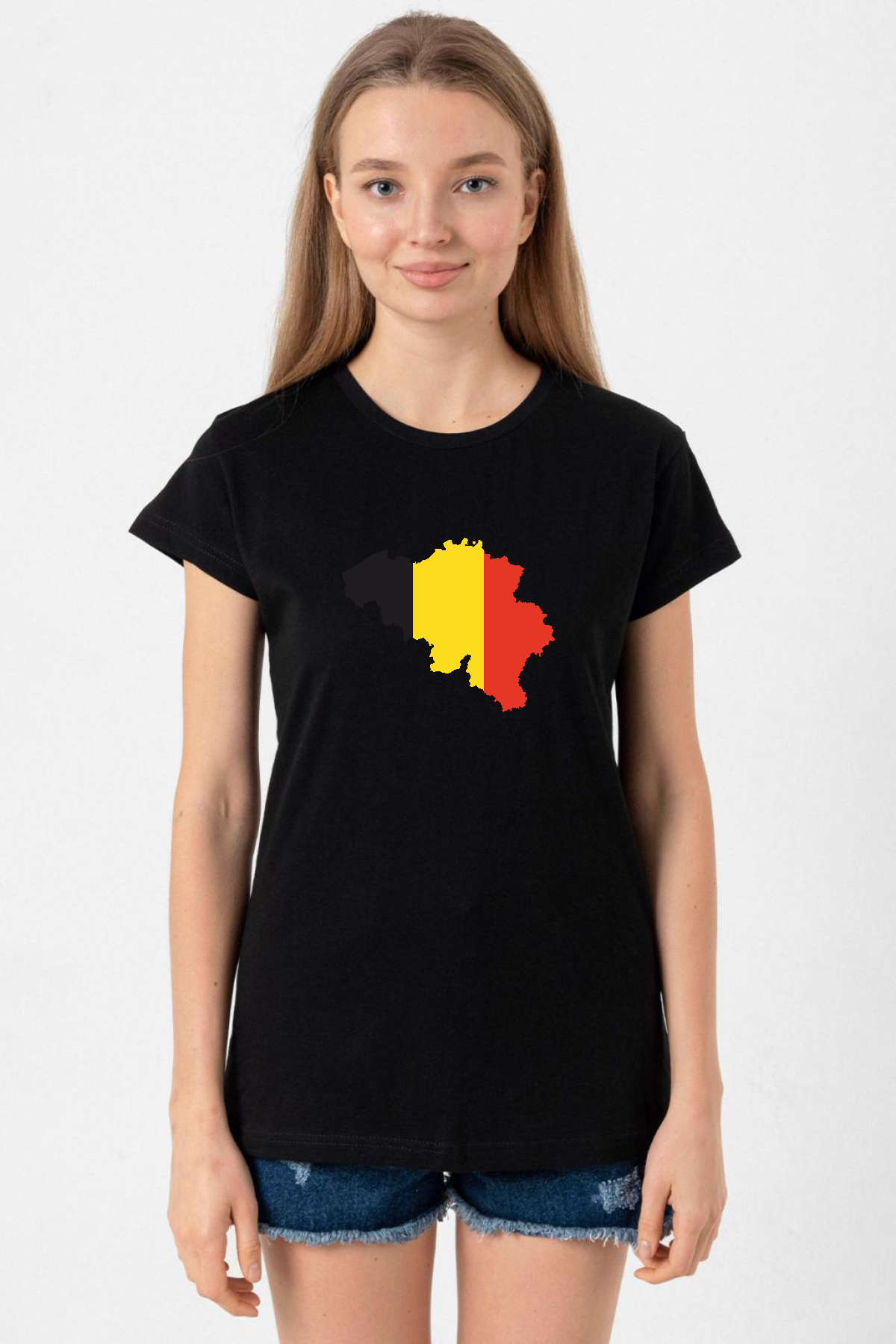 Euro 24 Belgium Siyah Kadın Tshirt