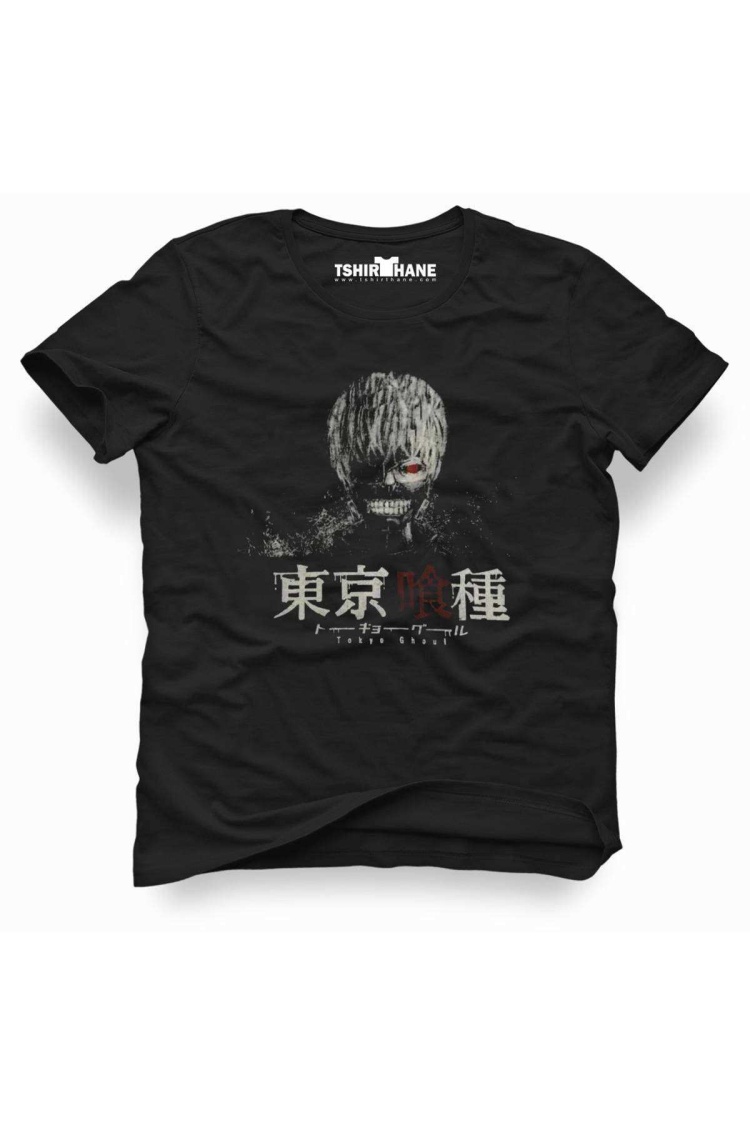 Anime Tokyo Ghoul Kaneki Ken Eye Erkek Baskılı Siyah Tshirt