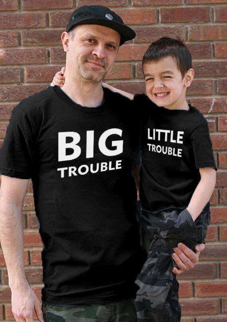 Tshirthane - Big Trouble Little Trouble Baba Oğul Kombini Tshirt Giyim