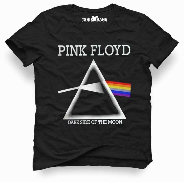 Tshirthane Pink Floyd Dark Side Rock Metal Müzik Baskılı Erkek Dar Kesim Slim Fit t-shirt