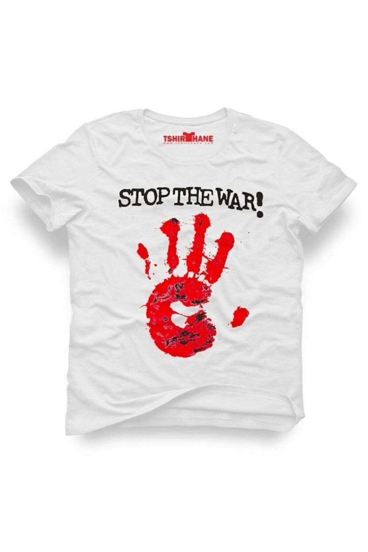 Tshirthane Filistin Stop The War Baskılı Erkek Dar Kesim Slim Fit t-shirt