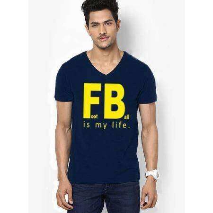 Tshirthane Fb Football İs My Life Komik Baskılı Erkek Dar Kesim Slim Fit t-shirt