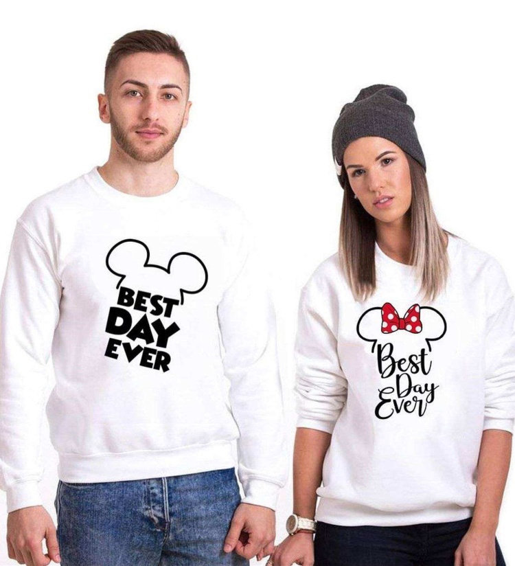 Tshirthane Best Day Ever  Sevgili Kombinleri Sweatshirt Kombini