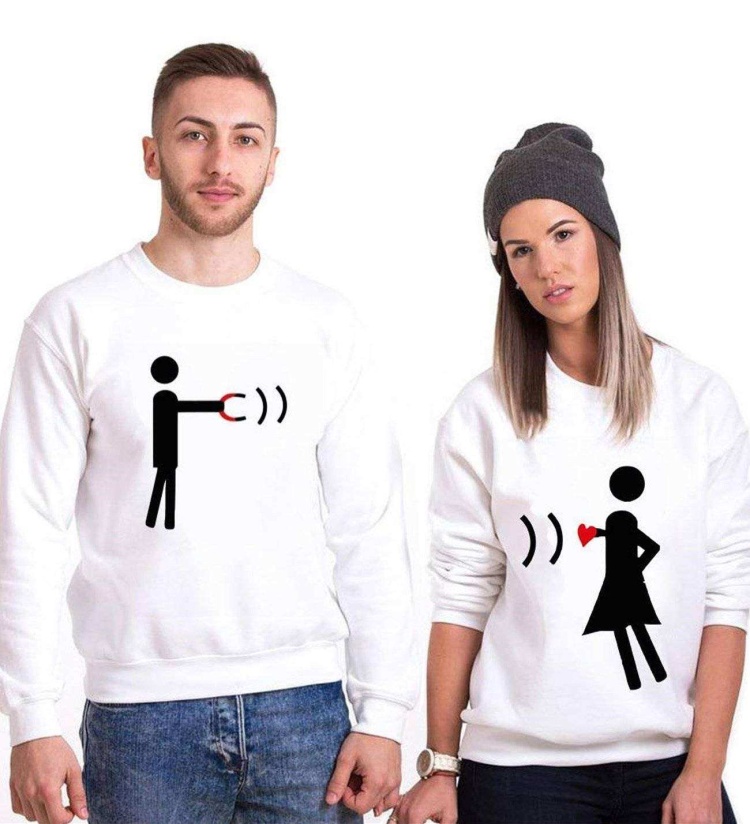 Tshirthane Magnet Heart  Sevgili Kombinleri Sweatshirt Kombini