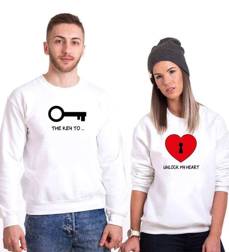 Tshirthane Key Unlock Sevgili Kombinleri Sweatshirt Kombini