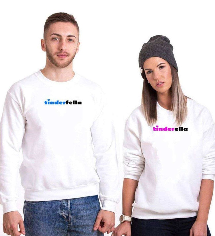 Tshirthane  Tinderfella Tindirella Sevgili Kombinleri Sweatshirt Kombini