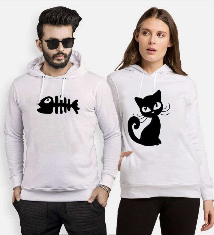 Tshirthane Kedi Ve Balık Cat Fish Sevgili Kombinleri Kapüşonlu Kombini