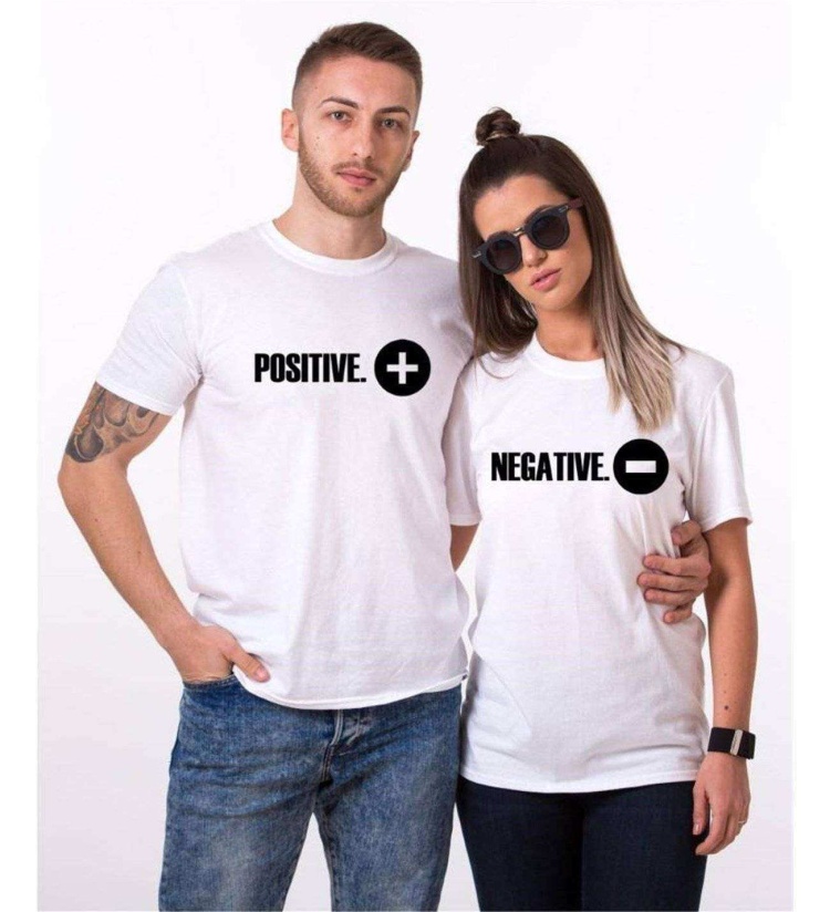 Tshirthane Pozitif Negatif  Sevgili Kombinleri Tshirt Kombini