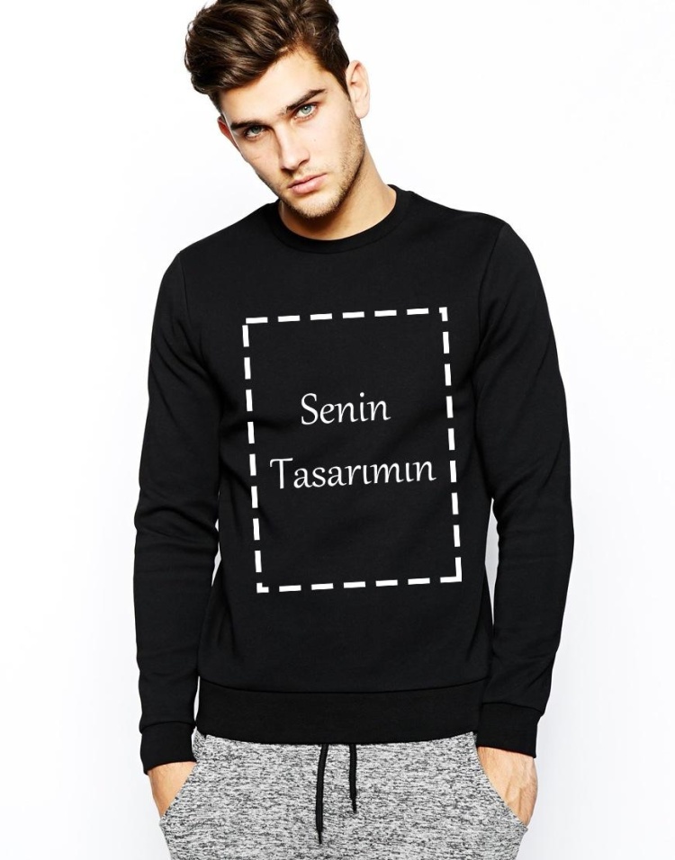 Kendin Tasarla Siyah Erkek Sweatshirt