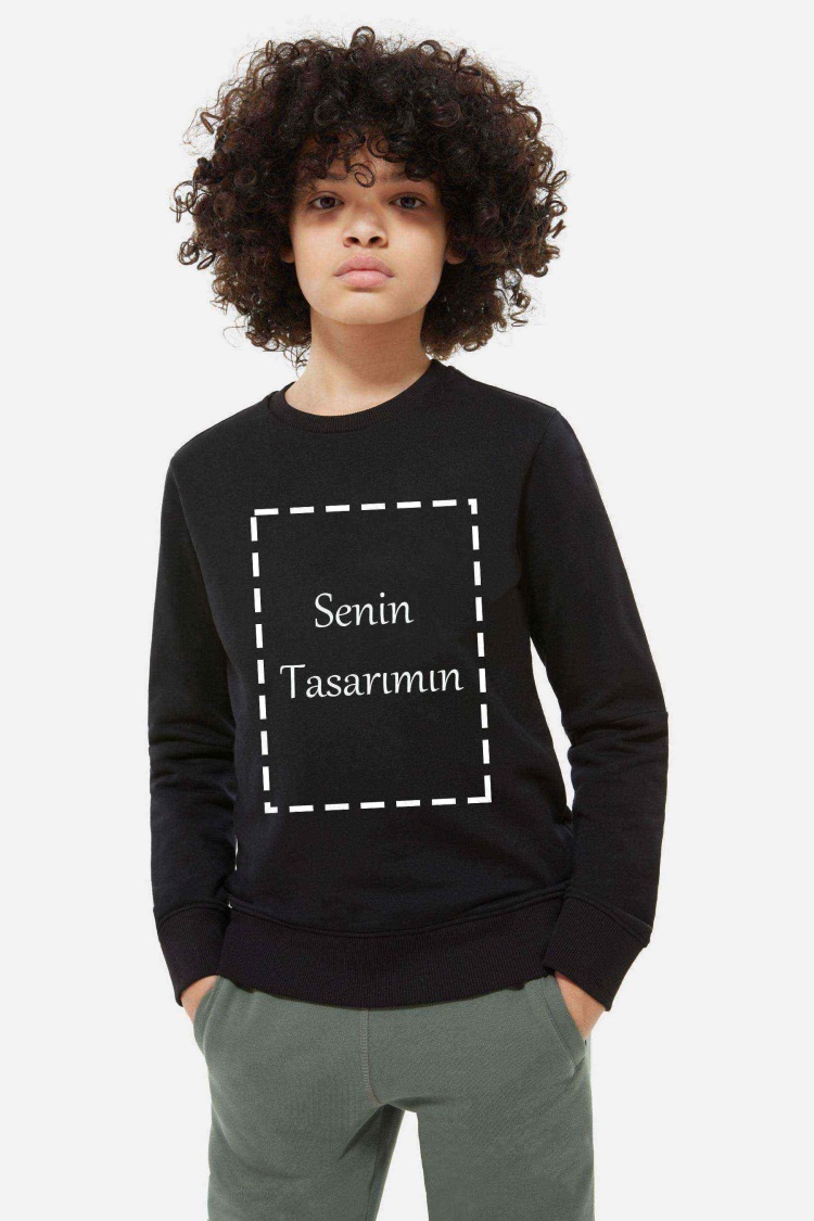 Kendin Tasarla Siyah Çocuk Sweatshirt