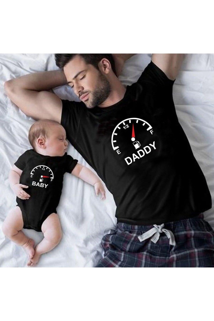 Daddy Baby Benzin Baba Oğul Kız Tişört Zıbın Kombini