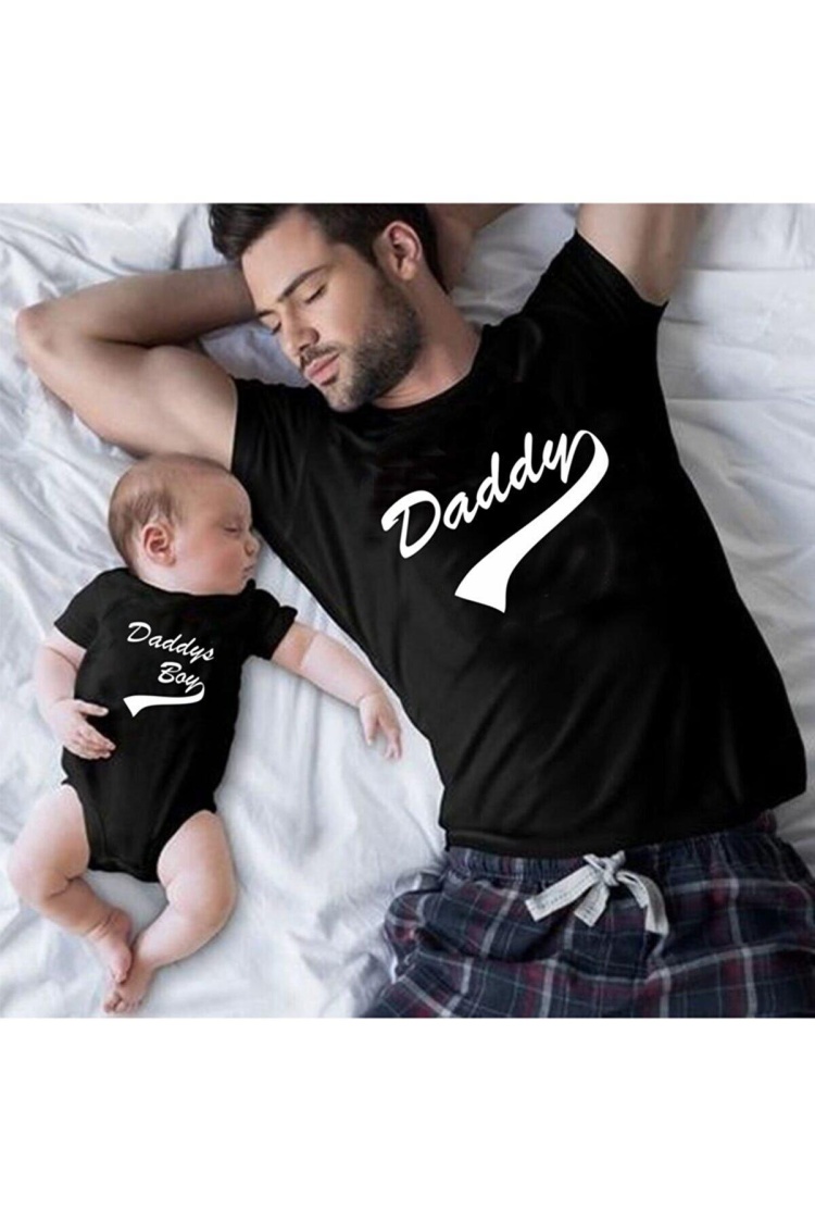 Daddy Daddys Boy Baba Oğul Kız Tişört Zıbın Kombini