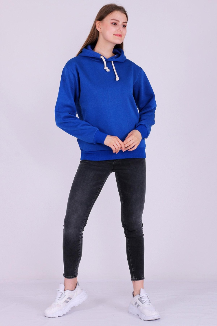 Mavi Basic Oversize Kadın Kapüşonlu Hoodie 3 iplik Sweatshirt