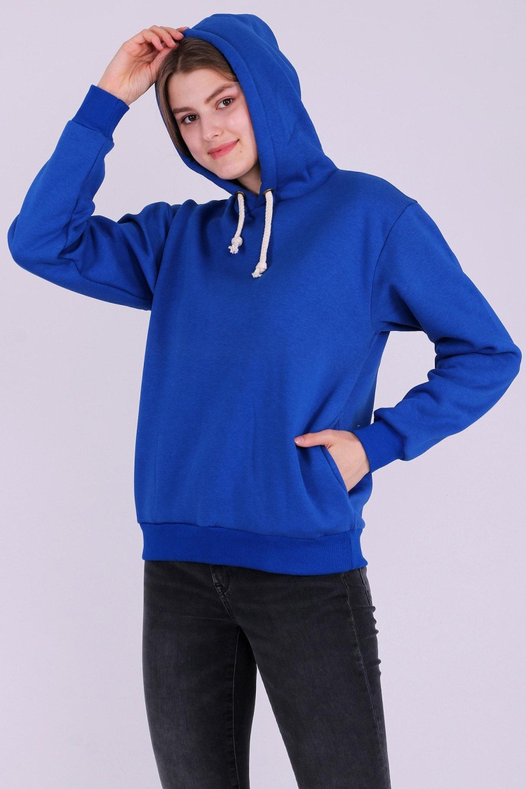 Mavi Basic Oversize Kadın Kapüşonlu Hoodie 3 iplik Sweatshirt