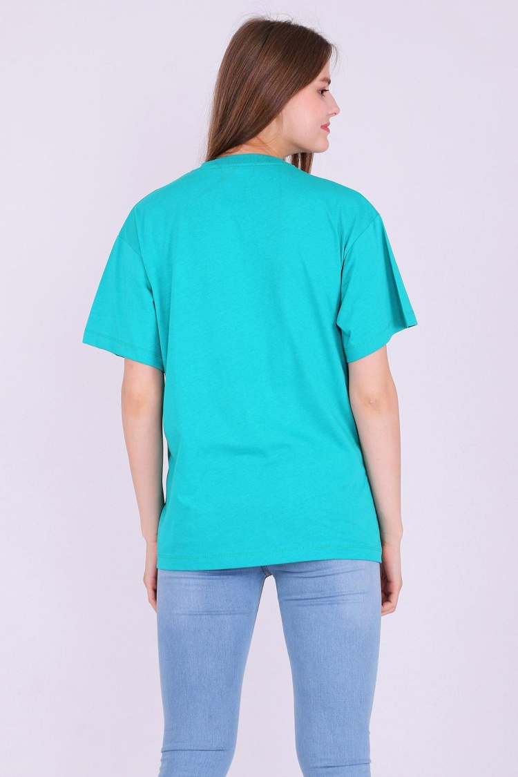 Yeşil Basic Oversize Kadın Tshirt