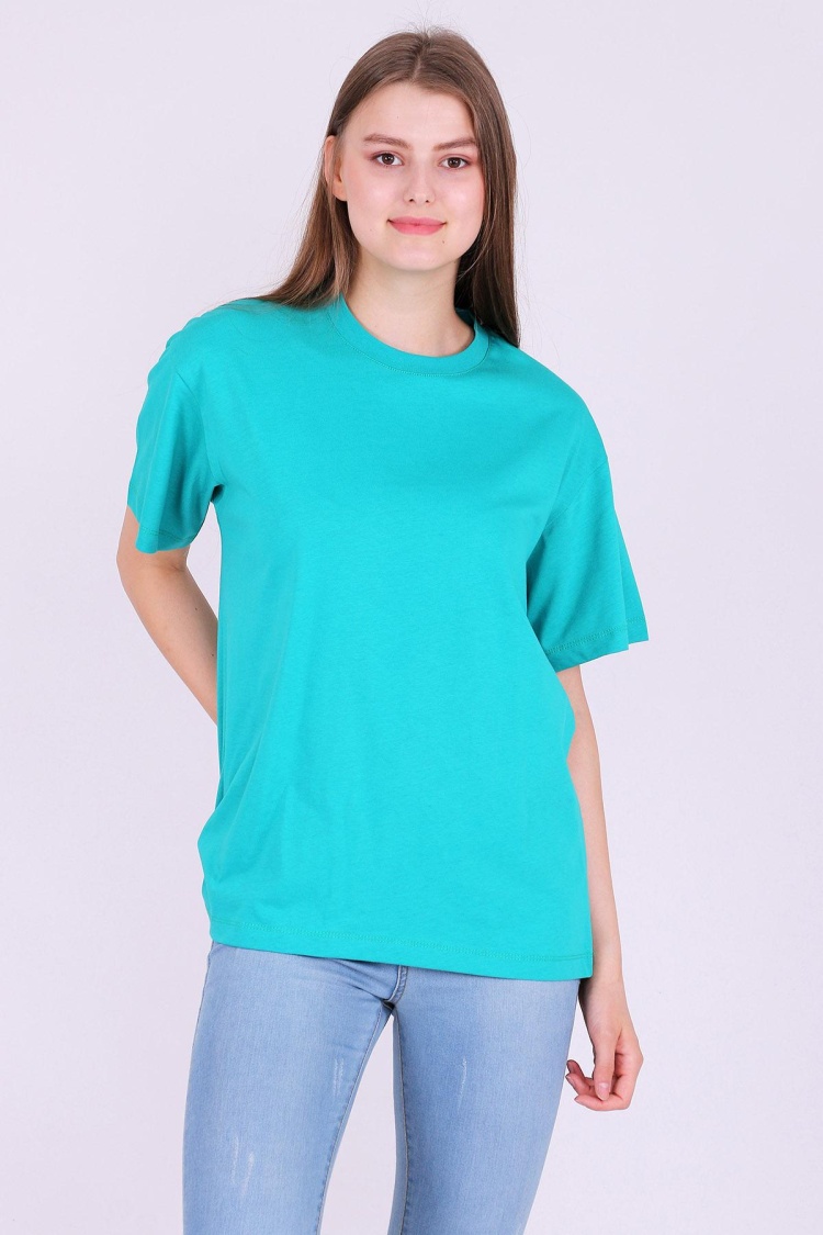 Yeşil Basic Oversize Kadın Tshirt