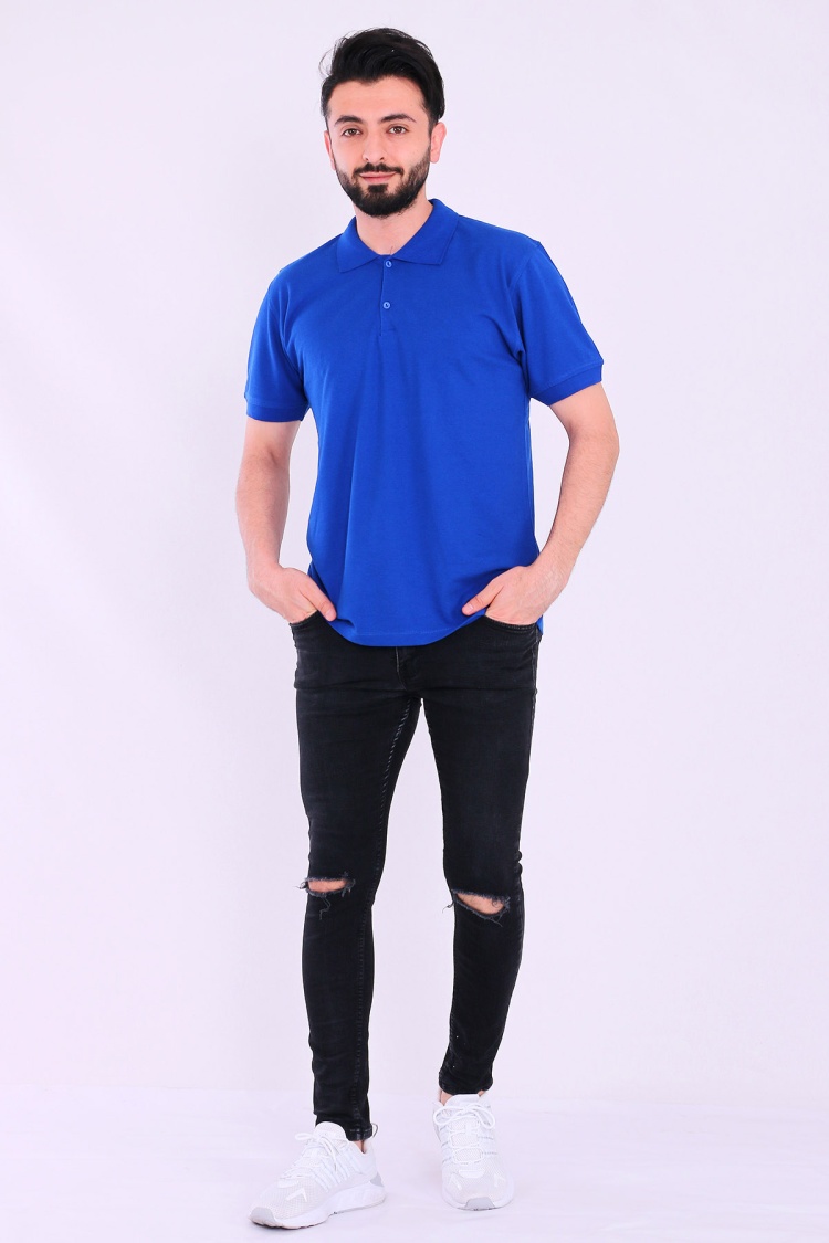 Saks Mavi Basic Polo Yaka Erkek Tshirt