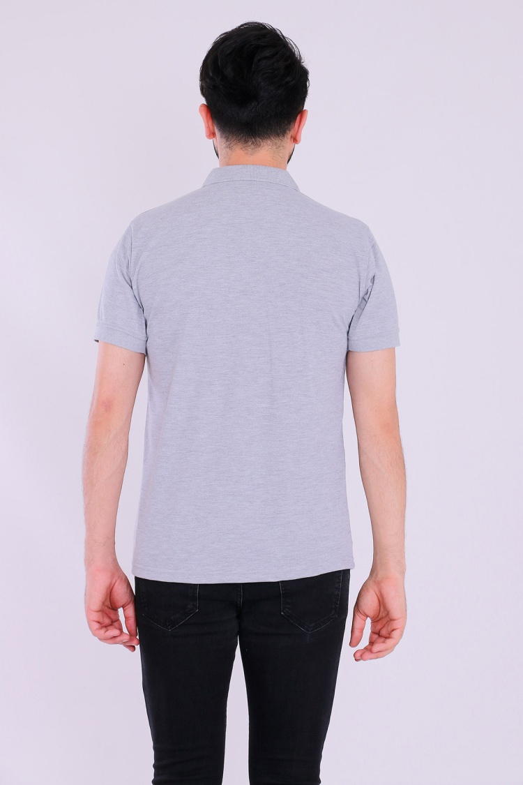 Gri Basic Polo Yaka Erkek Tshirt