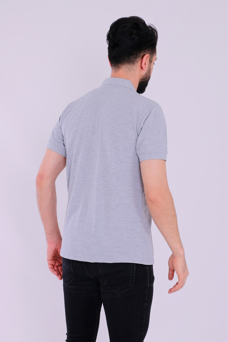 Gri Basic Polo Yaka Erkek Tshirt