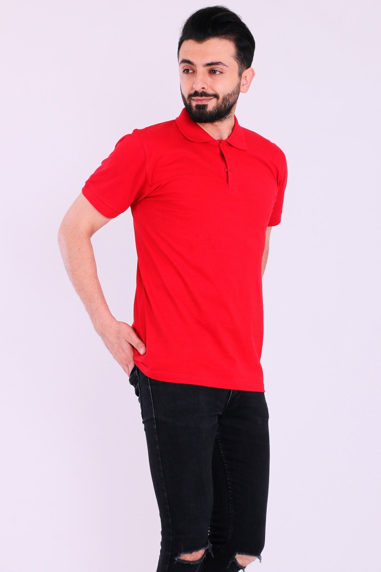 Kırmızı Basic Polo Yaka Erkek Tshirt