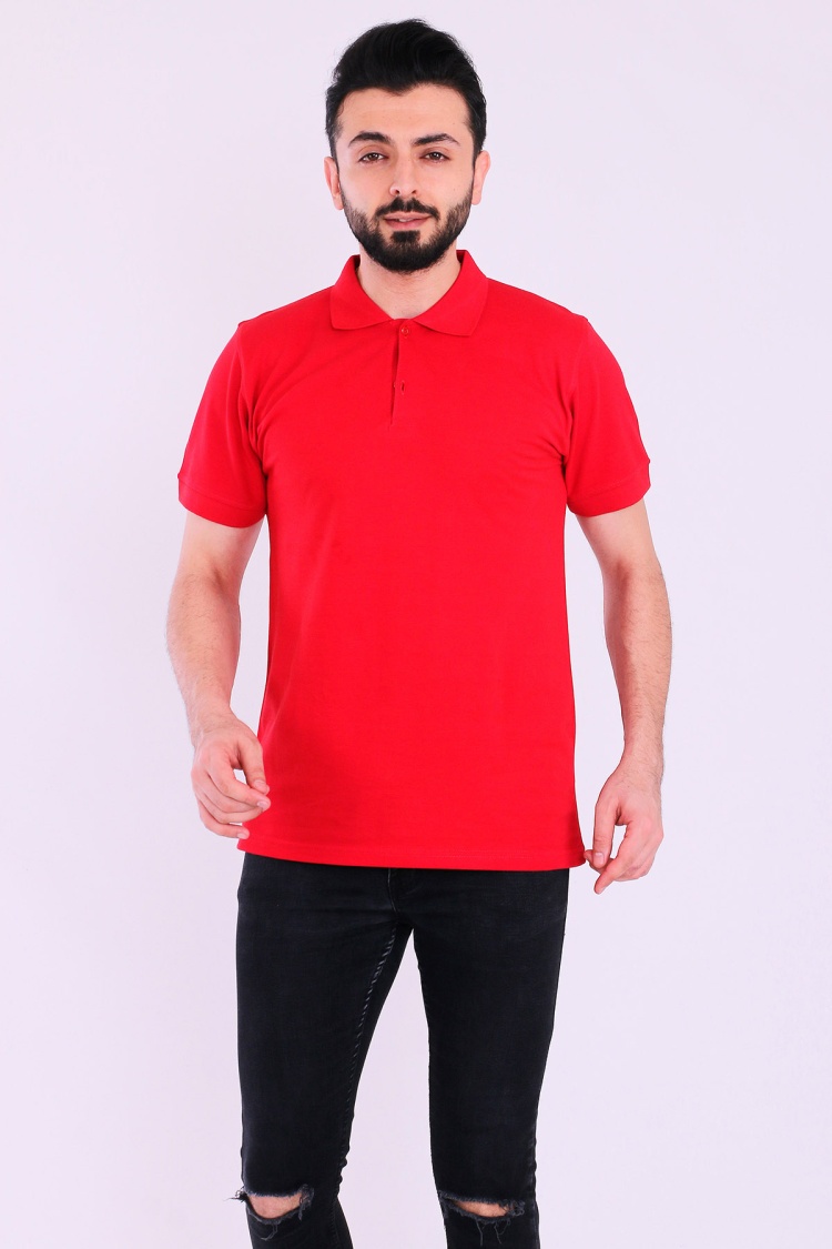 Kırmızı Basic Polo Yaka Erkek Tshirt