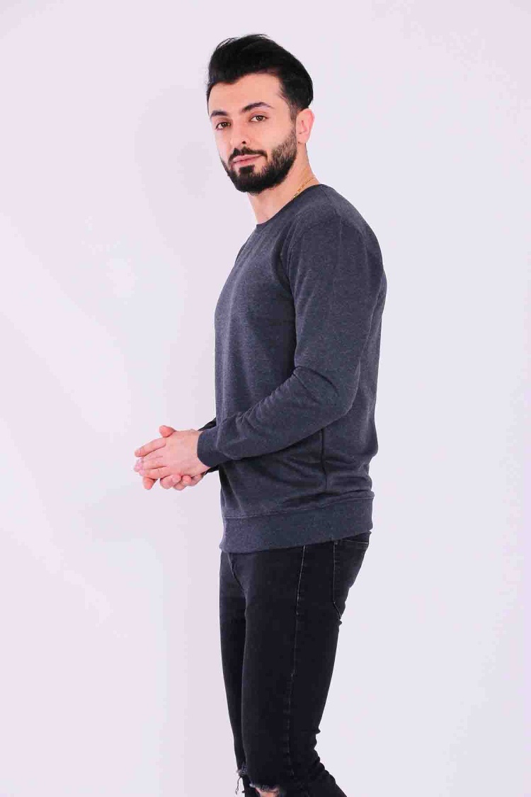 Antrasit Basic Erkek 2 iplik Sweatshirt