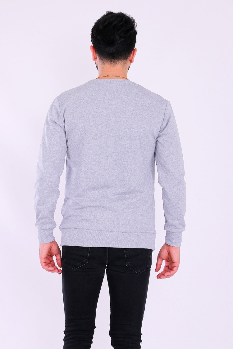 Gri Basic Erkek 2 iplik Sweatshirt