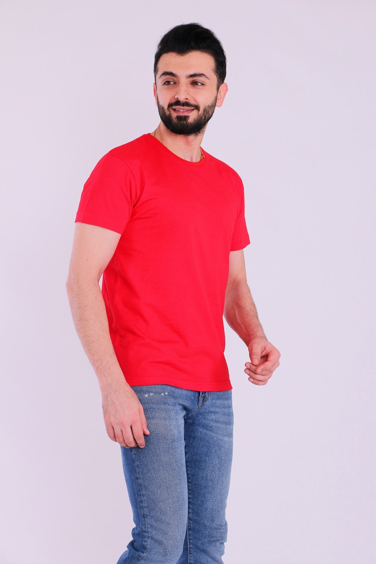 Kırmızı Basic Kısakol Erkek Slim Fit Tshirt