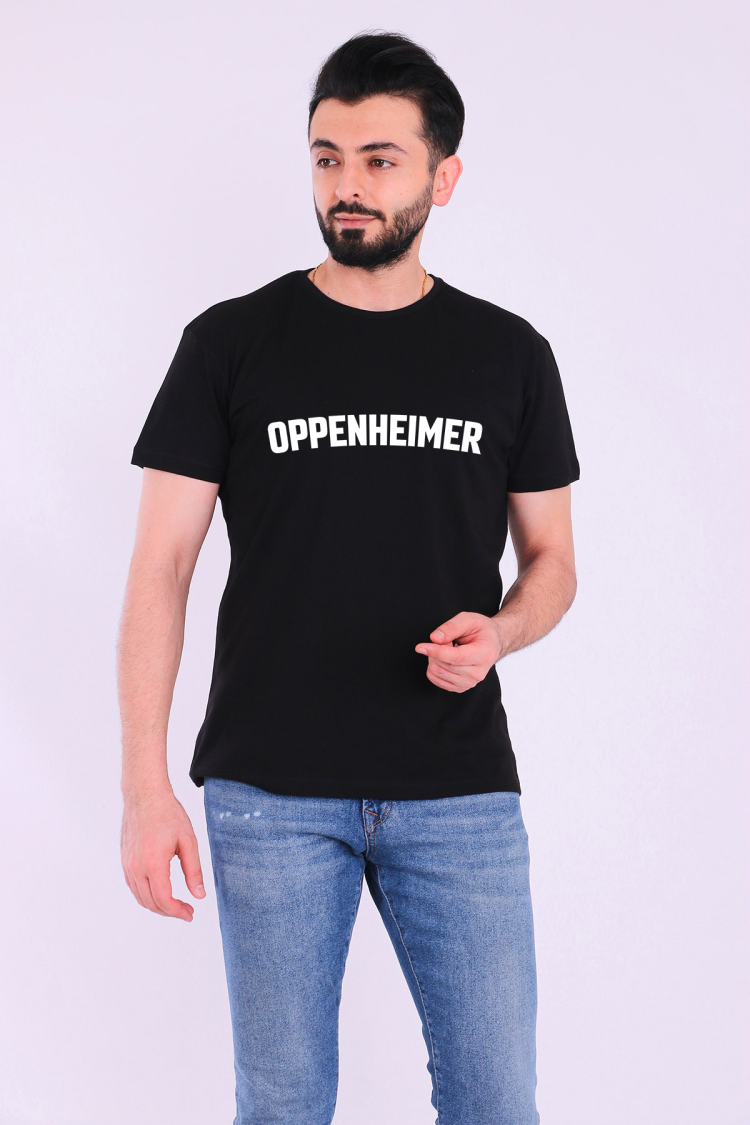 Oppenheimer Yazılı Siyah Kısa kol Erkek Tshirt