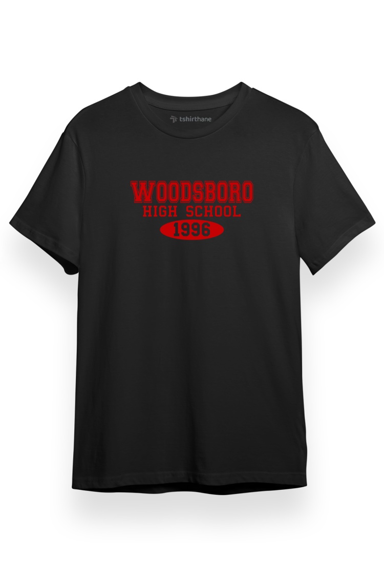 Scream Woodsboro High School 1996 Siyah Kısa kol Erkek Tshirt